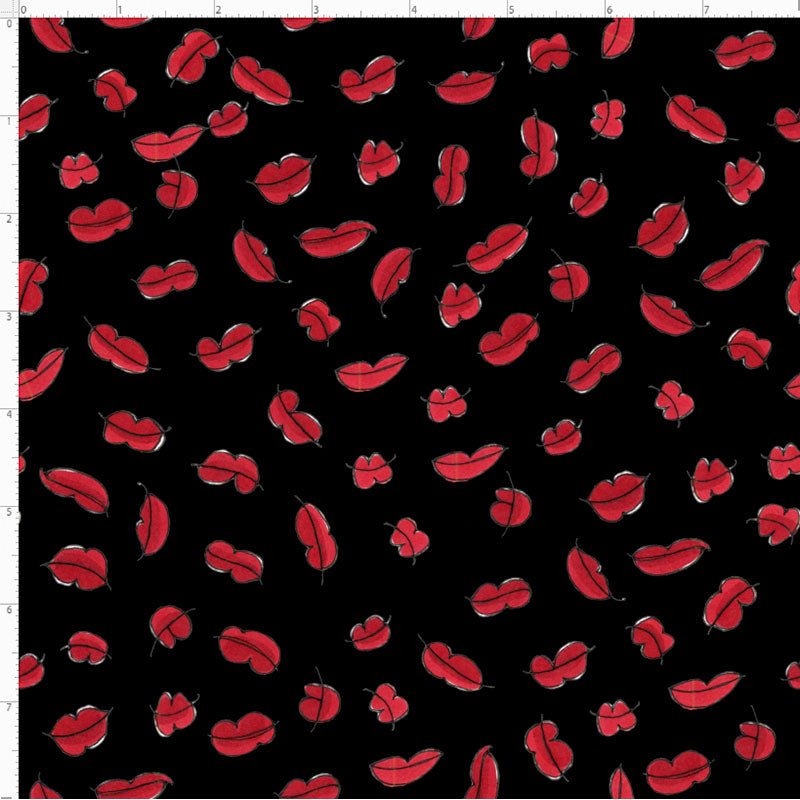 Lotsa Lips Black Fabric