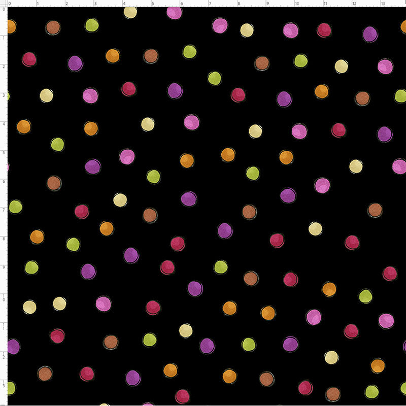 Tea Dot Black Fabric