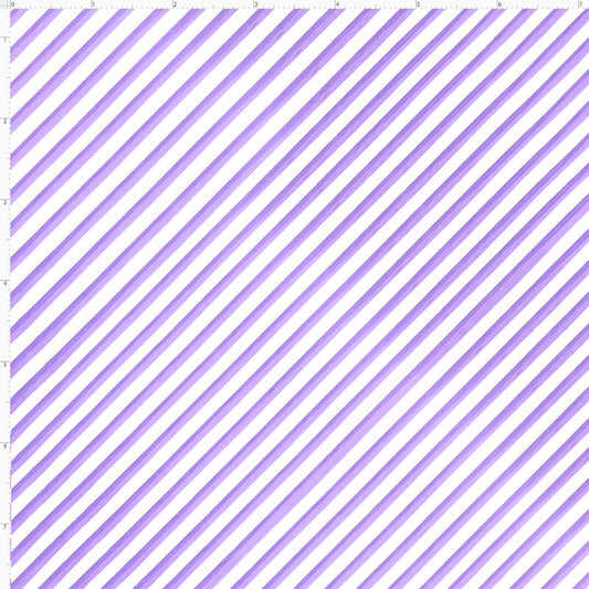 Bias Stripe White / Lilac Fabric