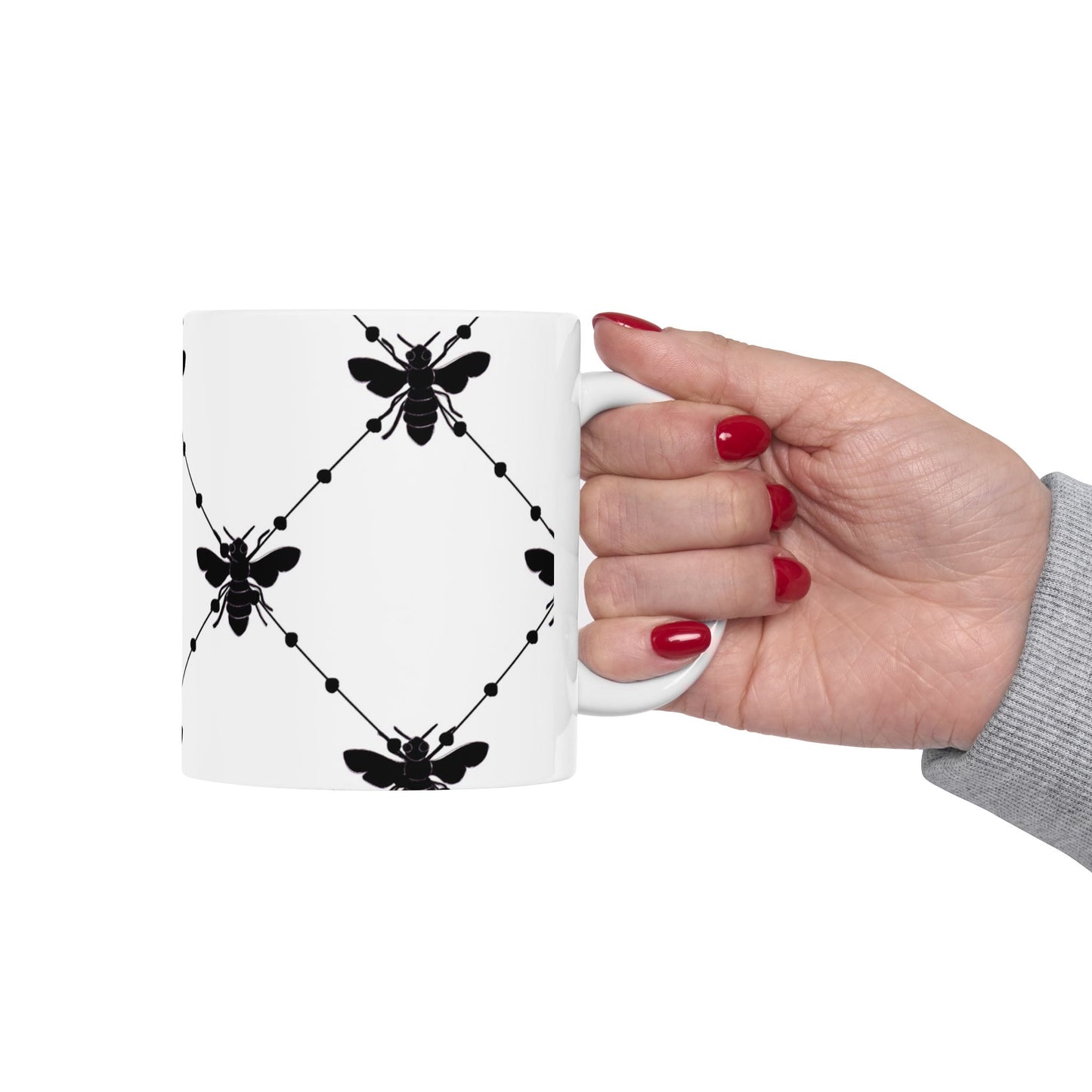 Beaded Bees White Cup