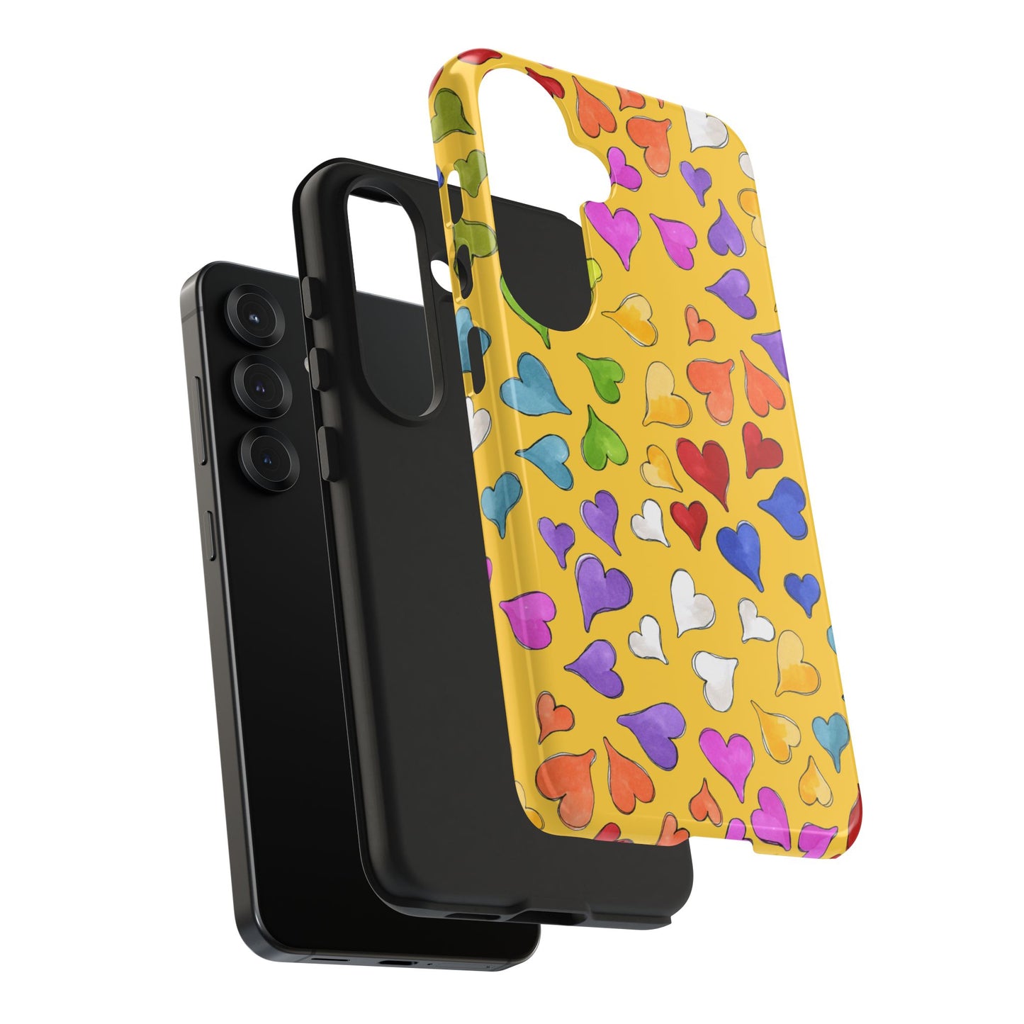 Happy Hearts Yellow Phone Case