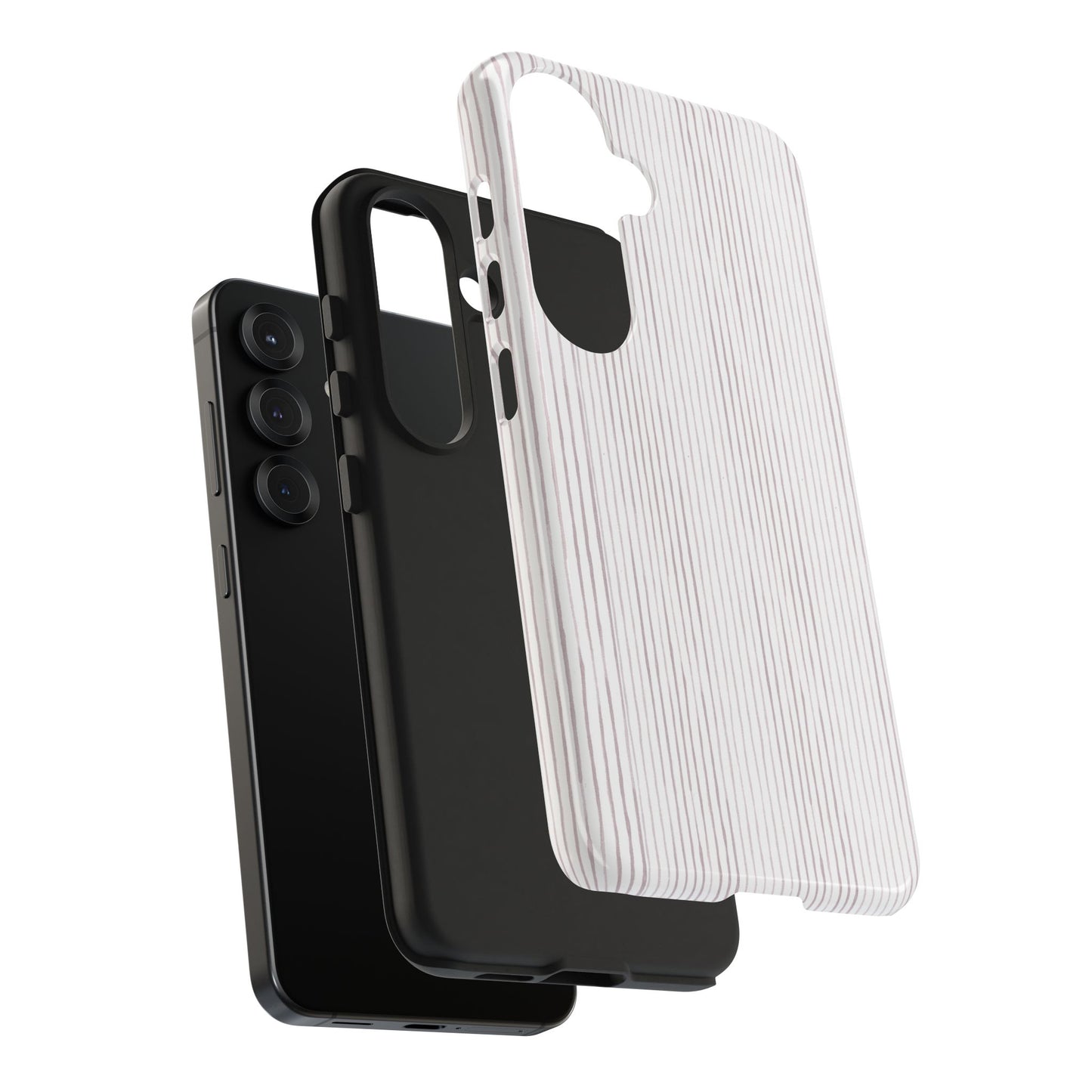 Happy Stripe White / Silver Phone Case