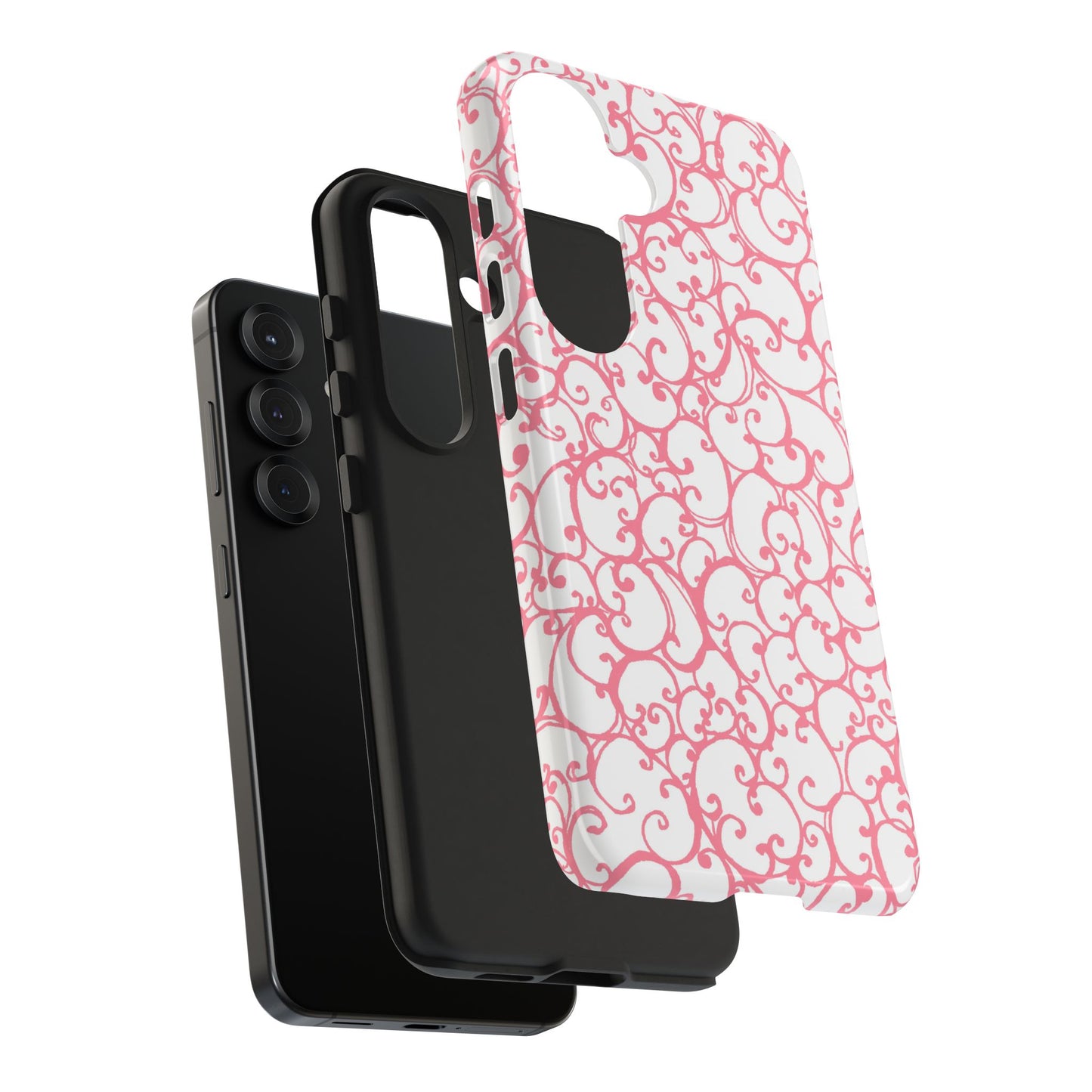 Scrollie White / Pink Phone Case