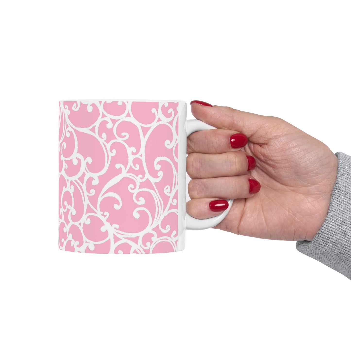 Scrollie Pink / White Cup
