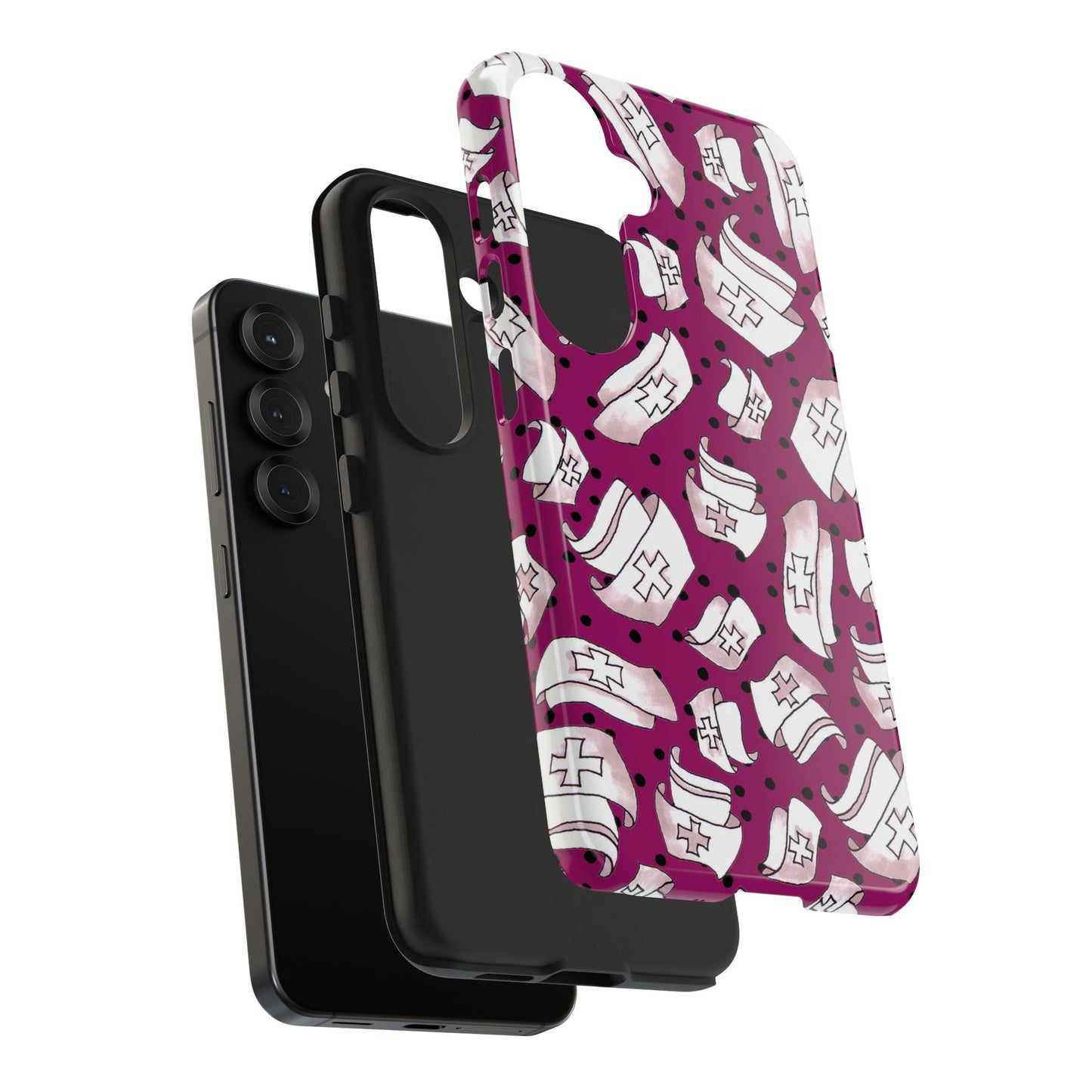 Med Hats Burgundy / Black Phone Case