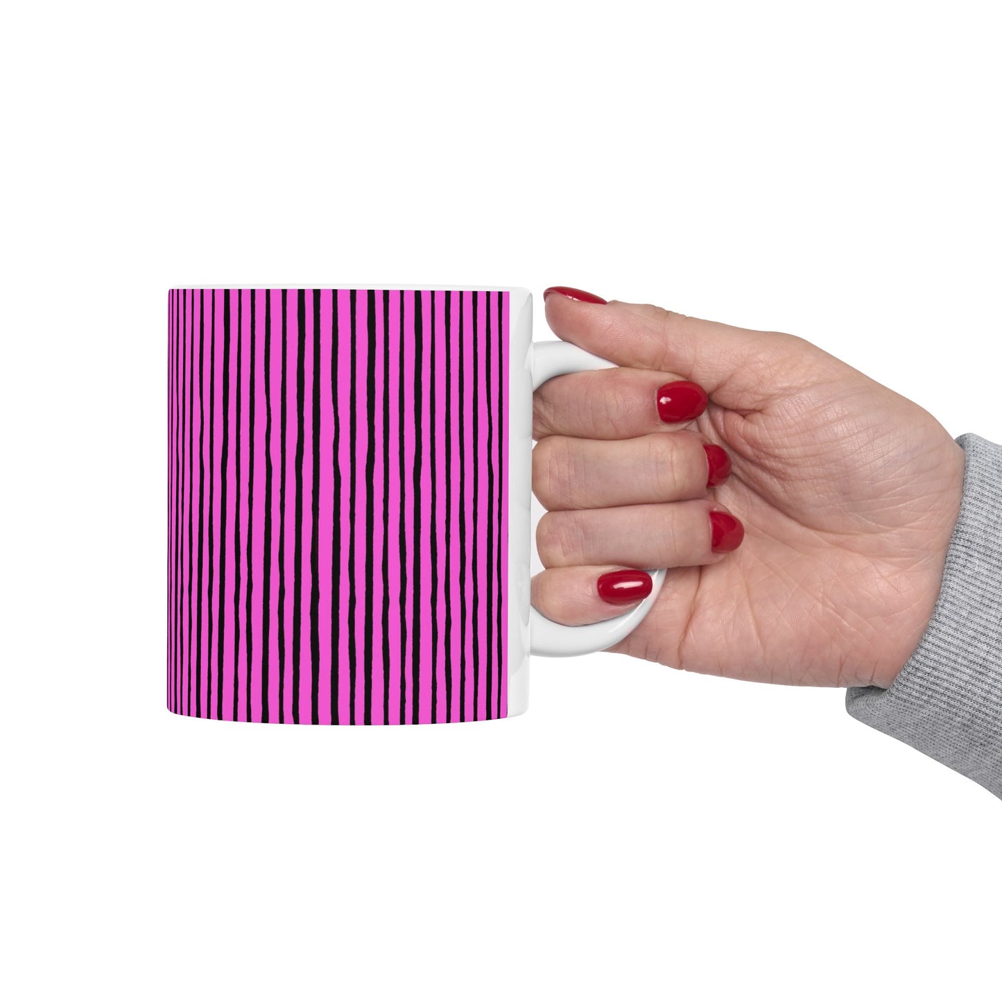 Quirky Pin Stripe Pink / Black Cup