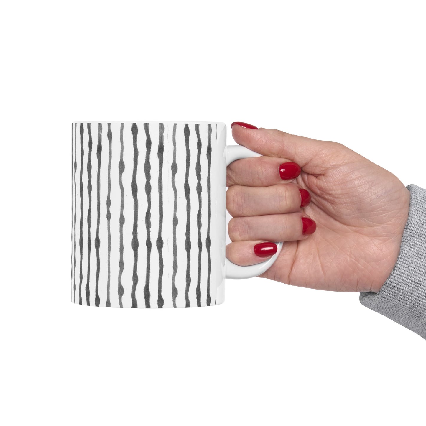 Faux Seersucker White / Charcoal Cup