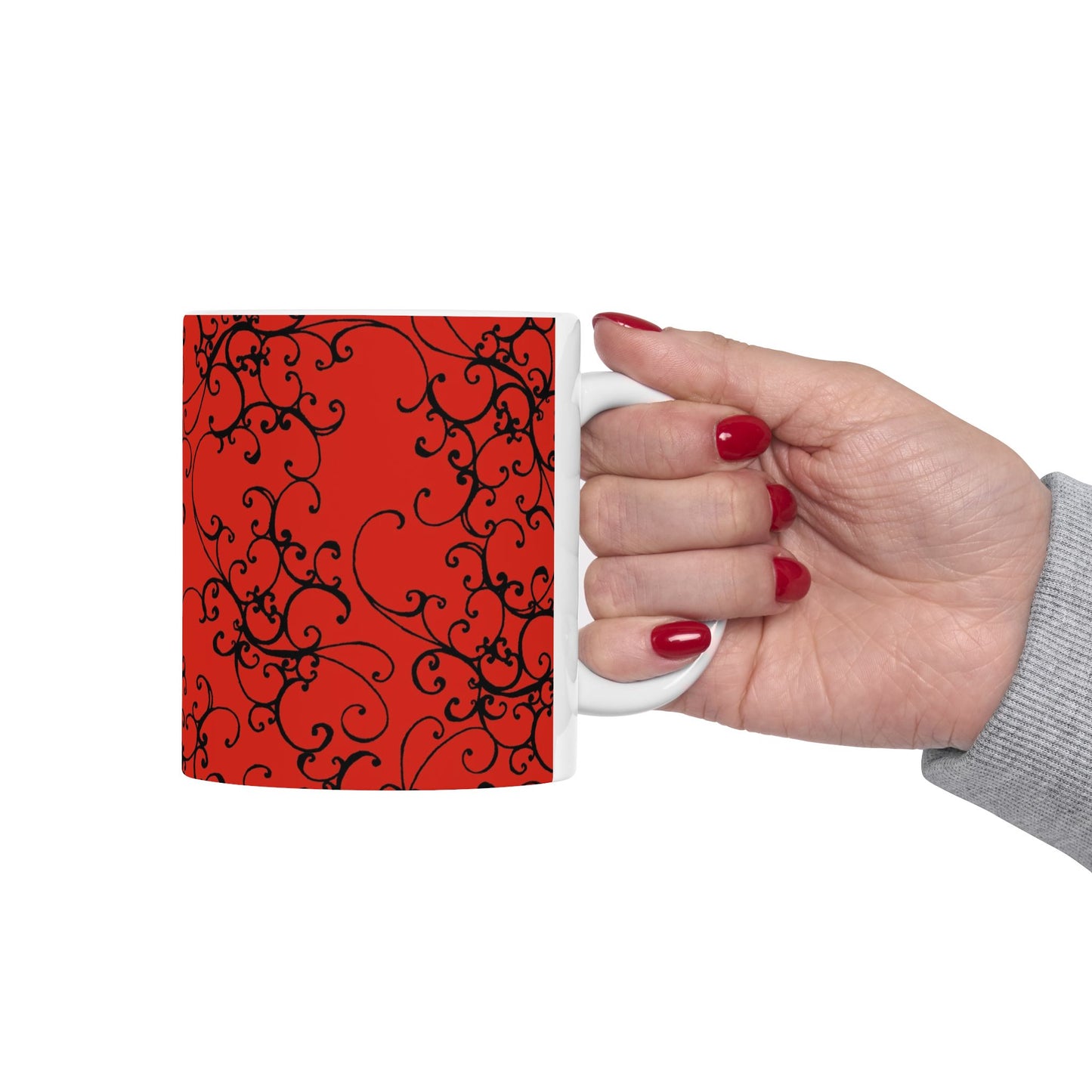 Elegant Scroll Red / Black Cup