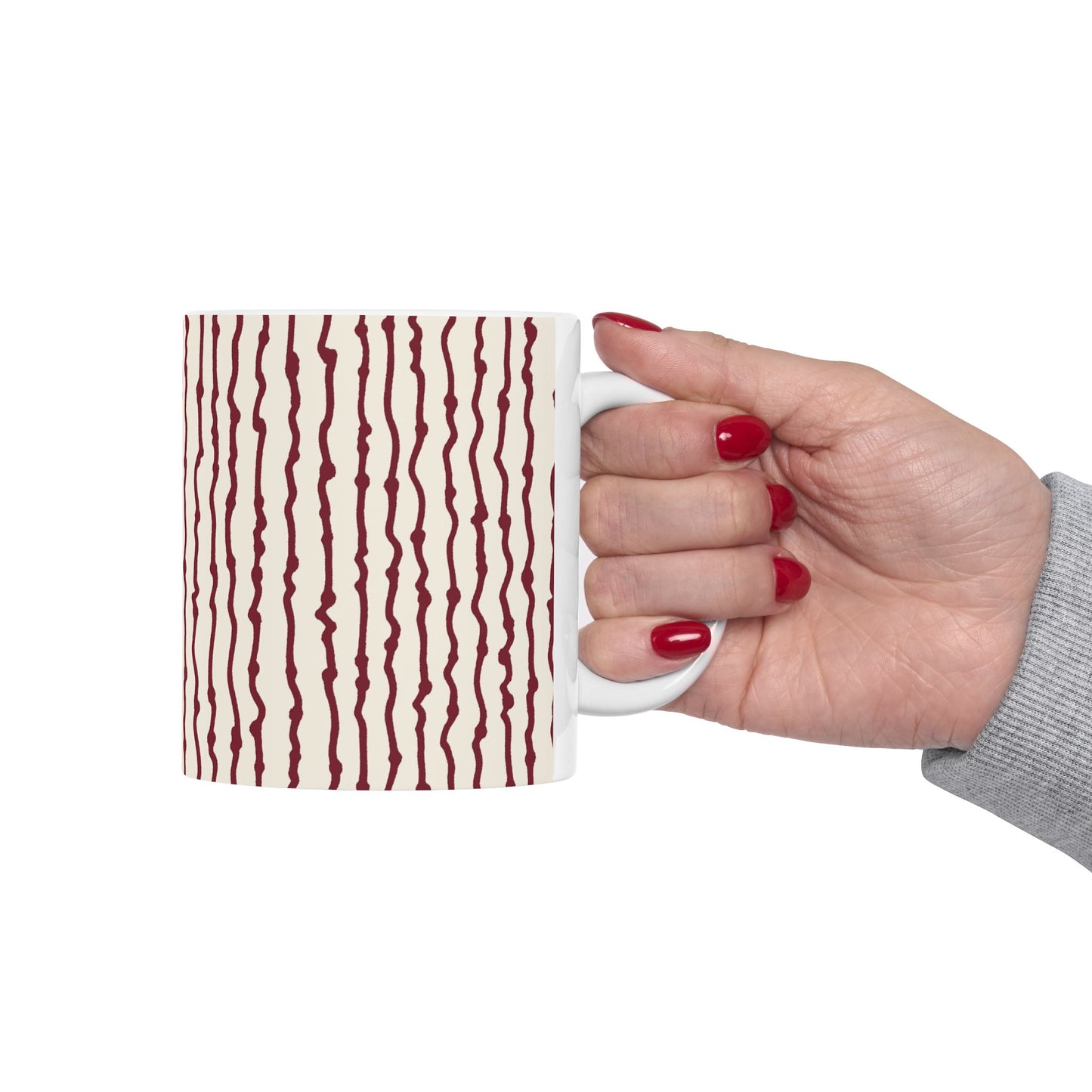Faux Seersucker Ivory / Red Cup