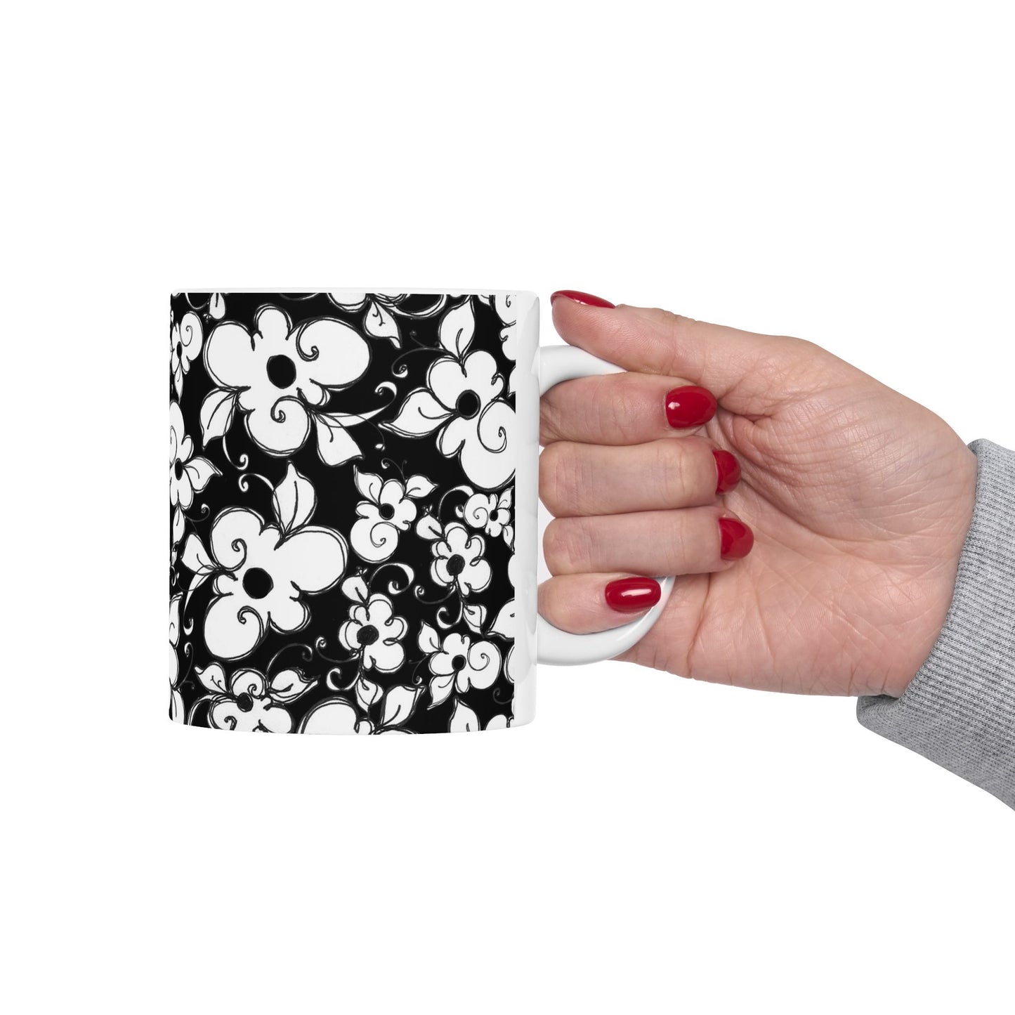 Dog Daisies Black Cup