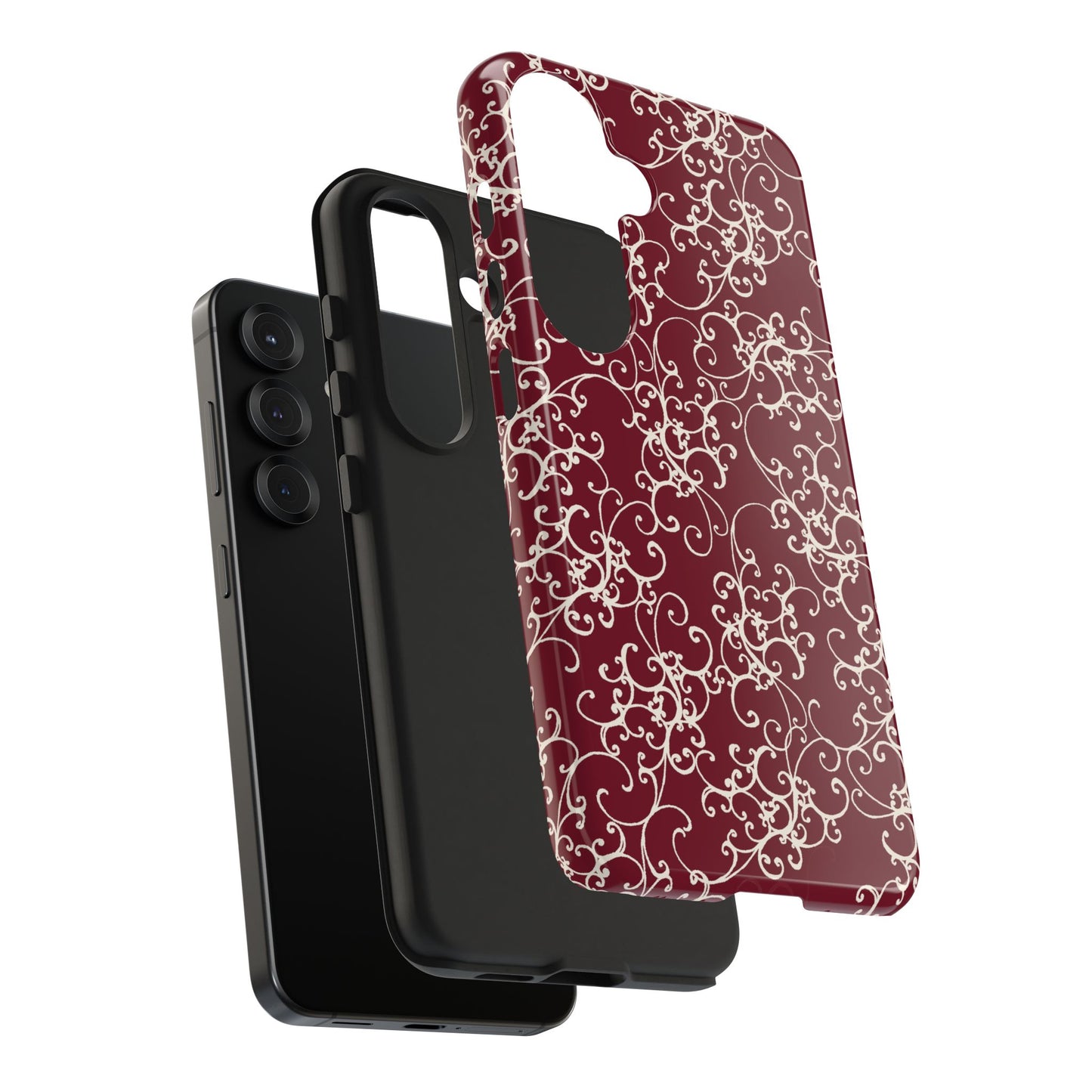 Elegant Scroll Red / Ivory Phone Case