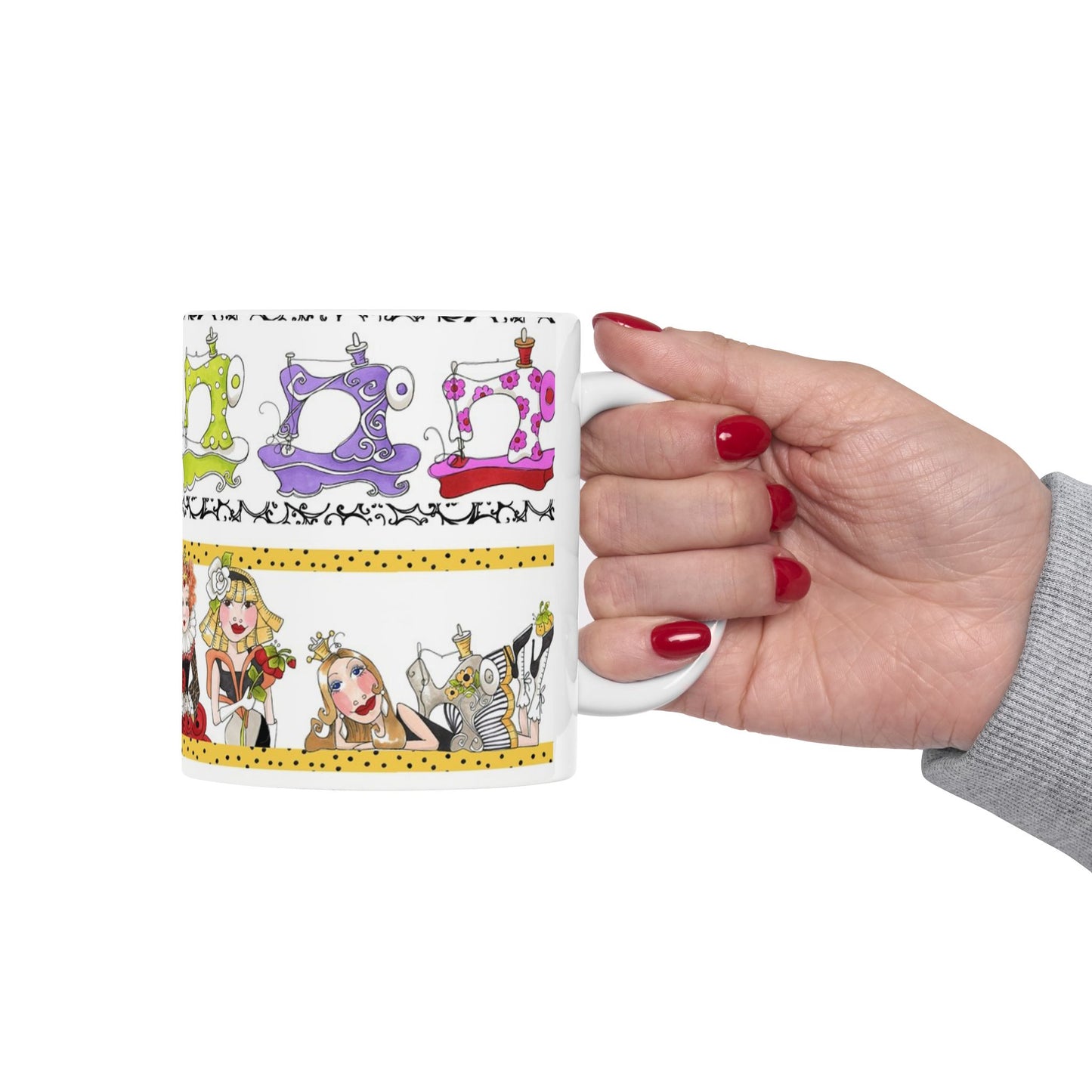 Curious Border White Cup