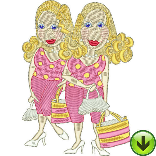 Twin Shoppers Embroidery Design | DOWNLOAD
