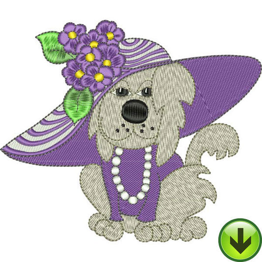 Hydrangea Dog Embroidery Design | DOWNLOAD