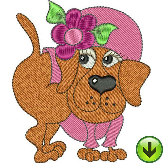 Hot Pink Pup Embroidery Design | DOWNLOAD