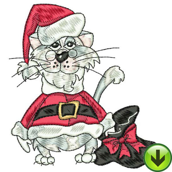 Santa Cat Embroidery Design | DOWNLOAD