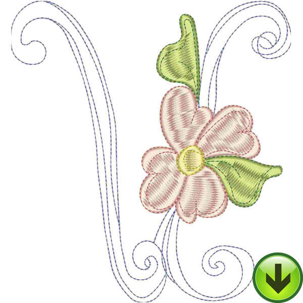 V Upper Case Embroidery Design | DOWNLOAD