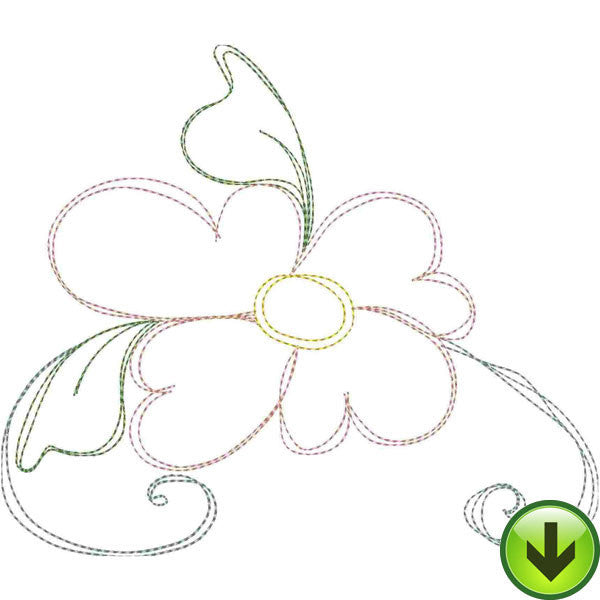 Happy Daisy Flourish A Embroidery Design | DOWNLOAD