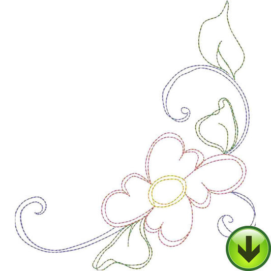Seven Daisy Swirl C Embroidery Design | DOWNLOAD