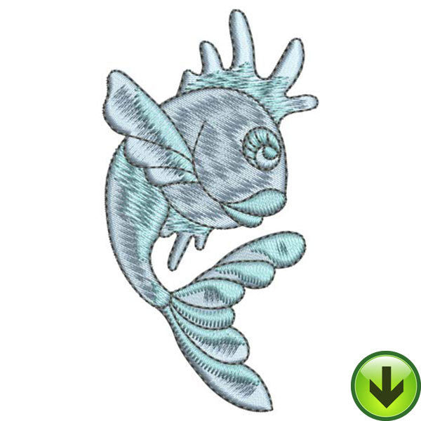 Blue Flipper Fish Embroidery Design | DOWNLOAD