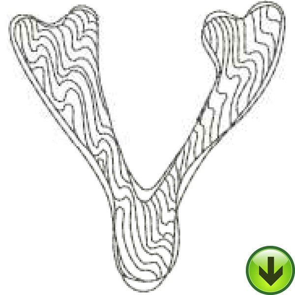 V - Doodle Alphabet - Upper Case Embroidery Design | DOWNLOAD