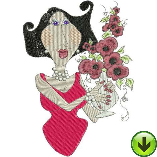 Lady in Red 1 Embroidery Machine Design Collection