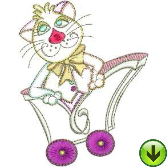 Kitty Cart Machine Embroidery Design | Download