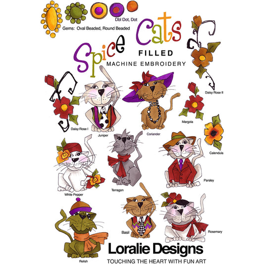 Spice Cats Filled Embroidery Machine Design Collection