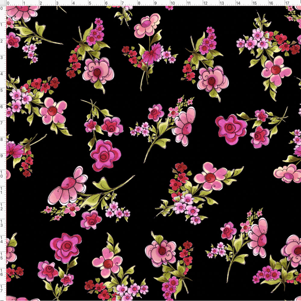 Jumbo Floral Black Fabric