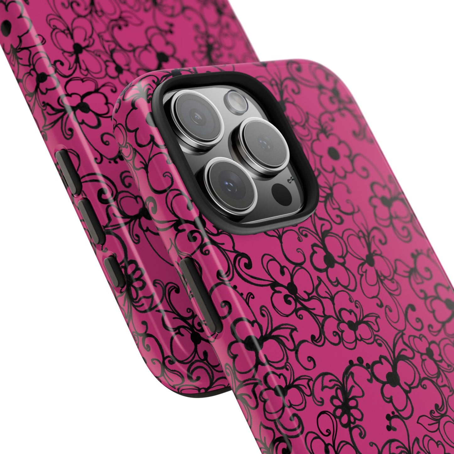 Daisy Jungle Pink / Black Phone Case