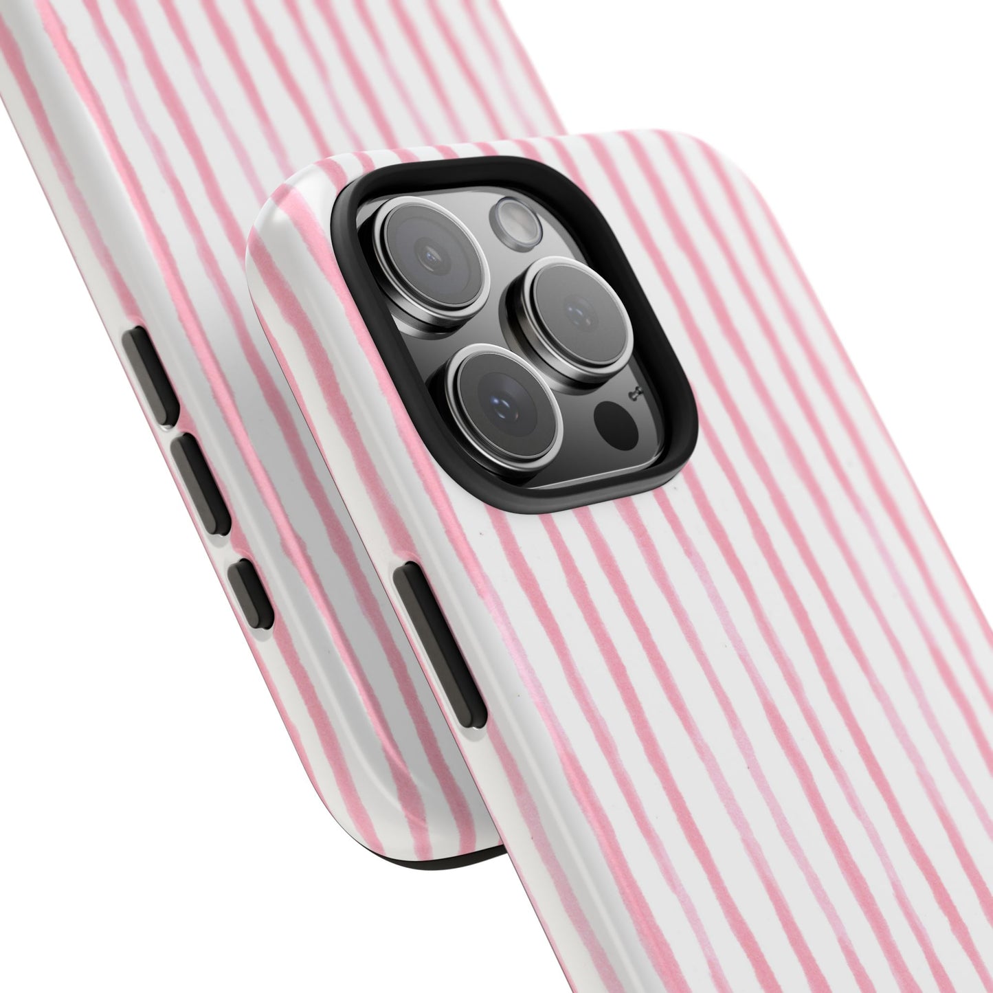 Happy Stripe White / Pink Phone Case