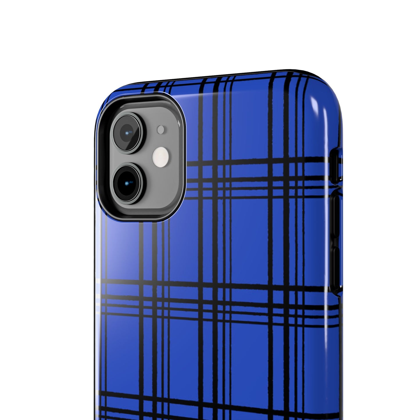 Glad Plaid Blue / Black Phone Case