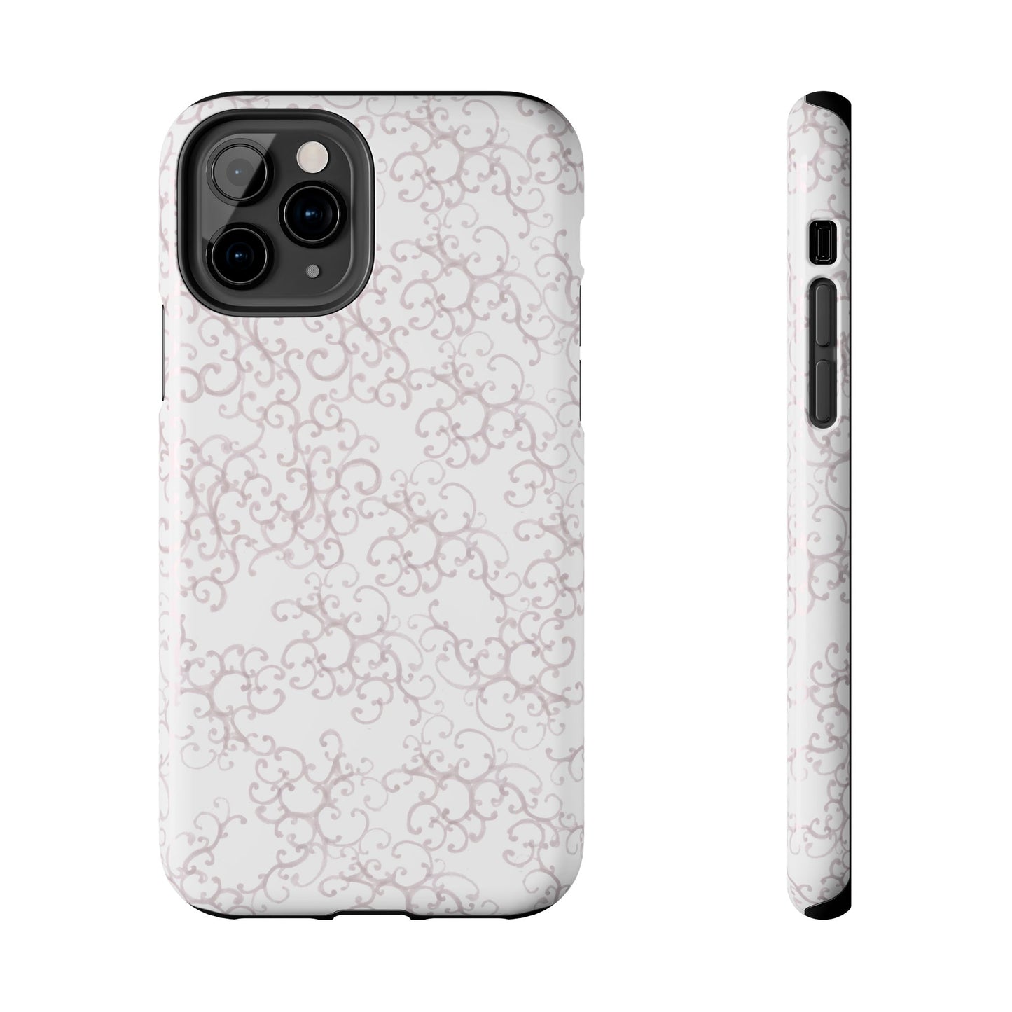 Scrollie White / Silver Phone Case