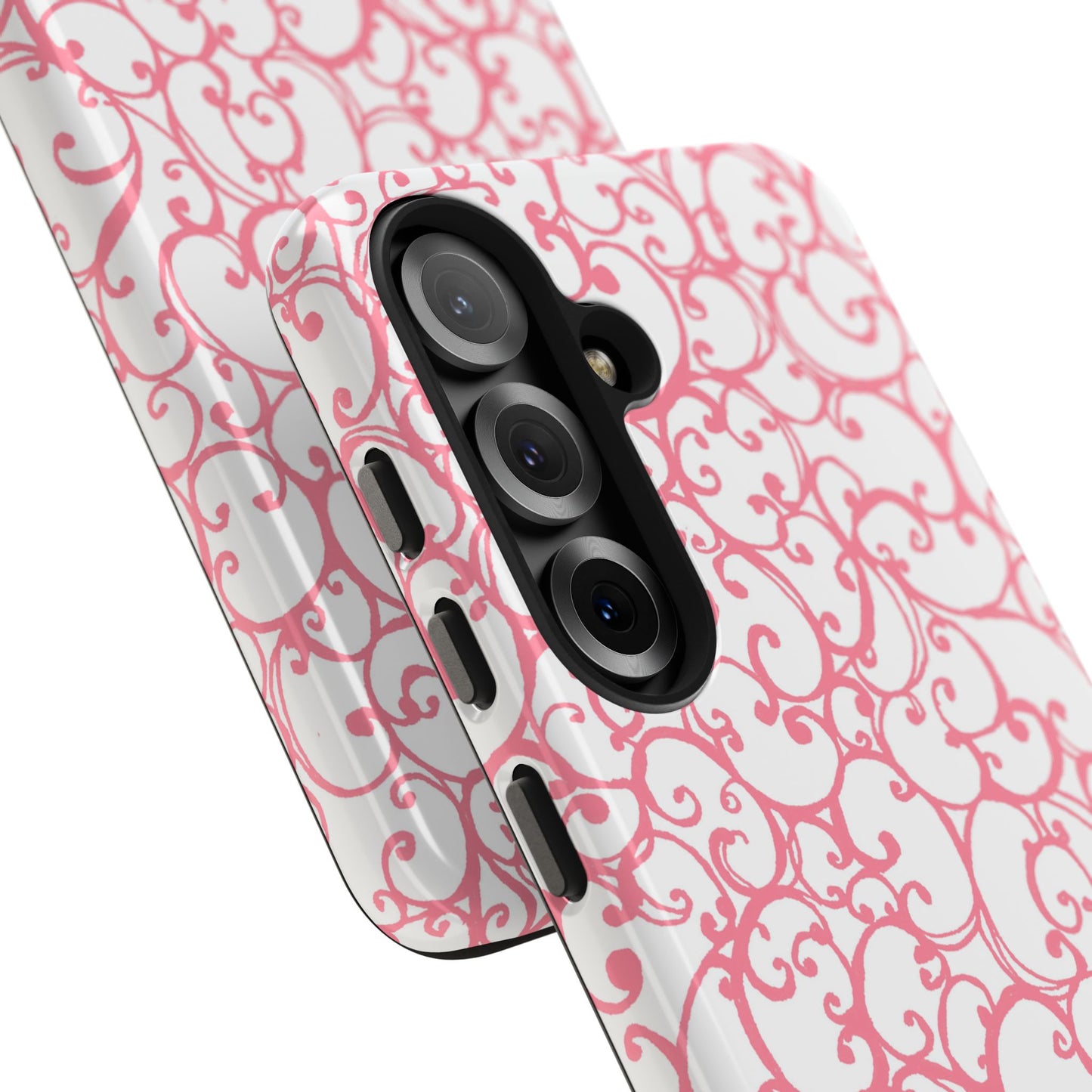 Scrollie White / Pink Phone Case