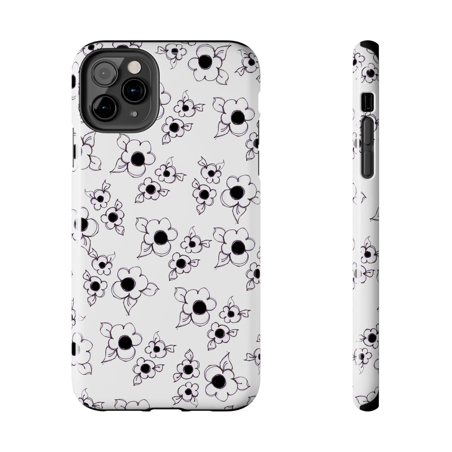 Daisy Cluster White / Black Phone Case
