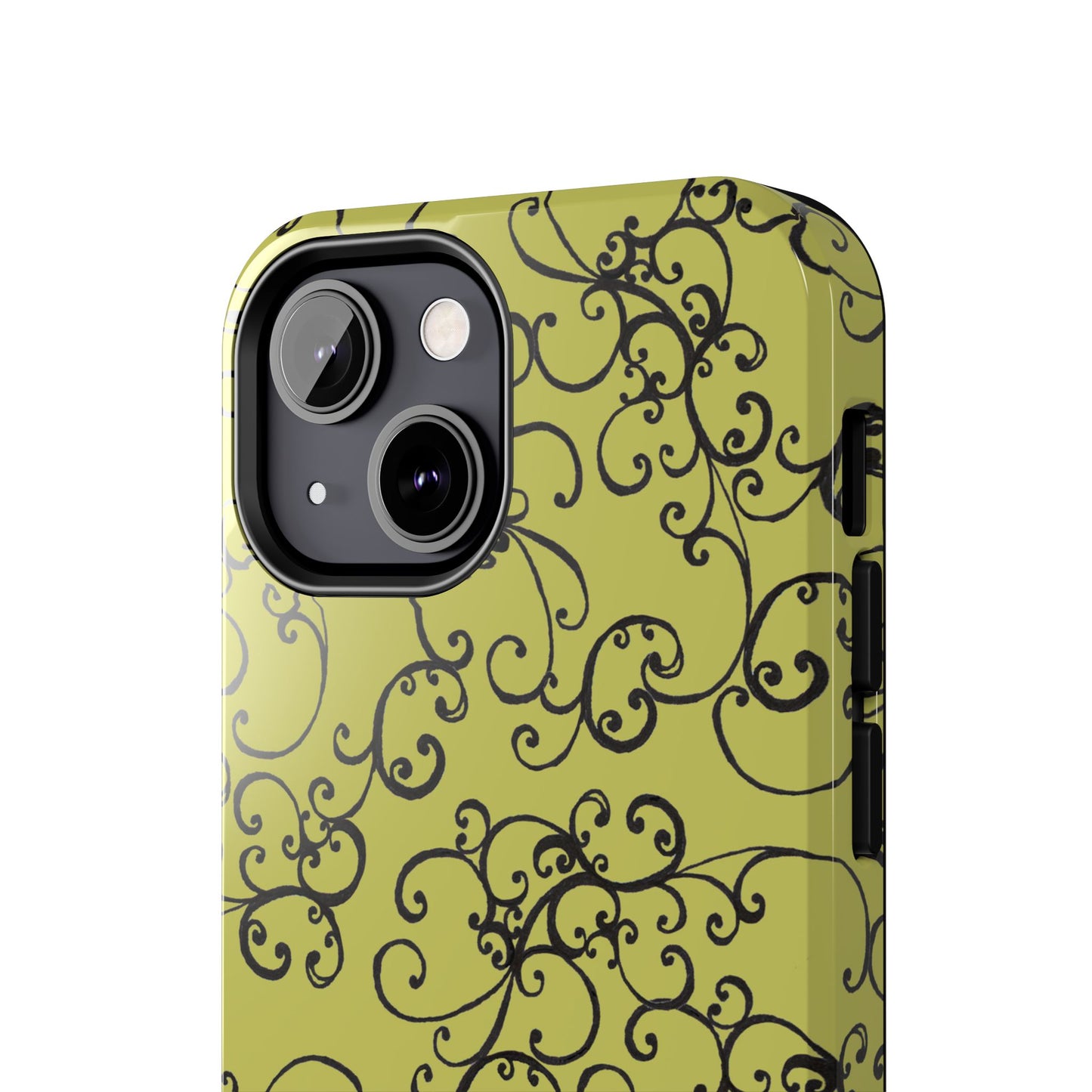 Elegant Scroll Green / Black Phone Case