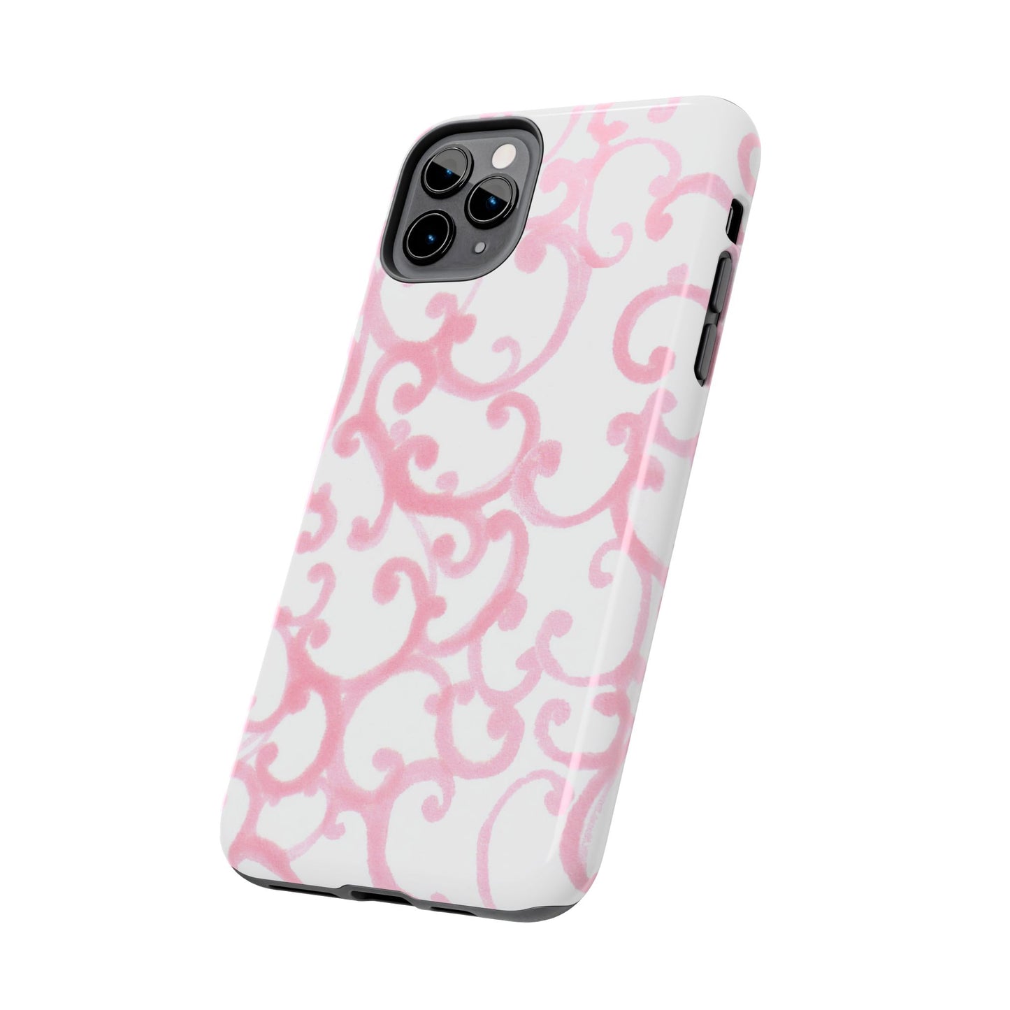 Scrollie White / Pink Phone Case