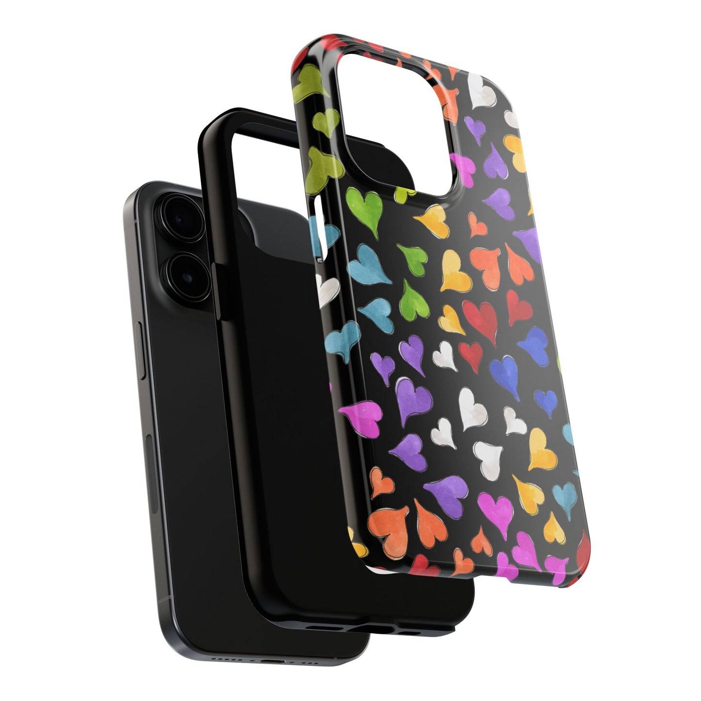 Happy Hearts Black Phone Case