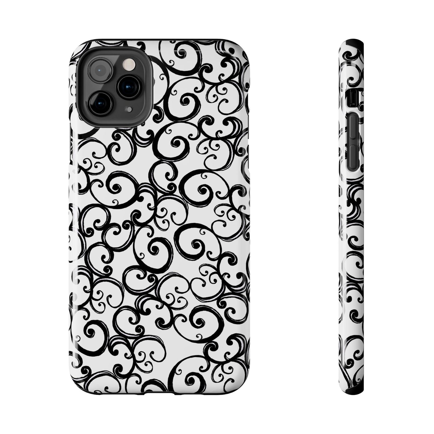 Curls White / Black Phone Case