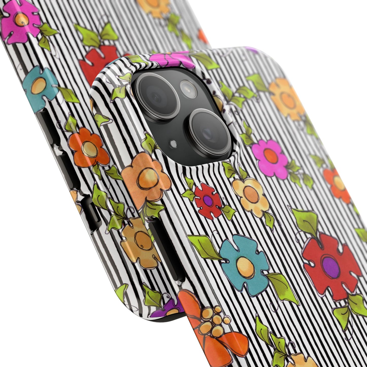 Dog Blooms White / Black Phone Case