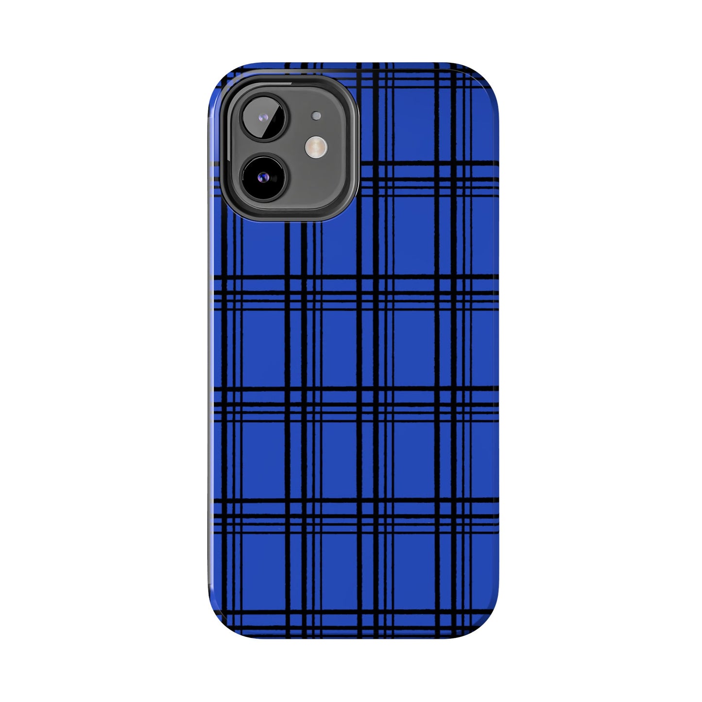 Glad Plaid Blue / Black Phone Case