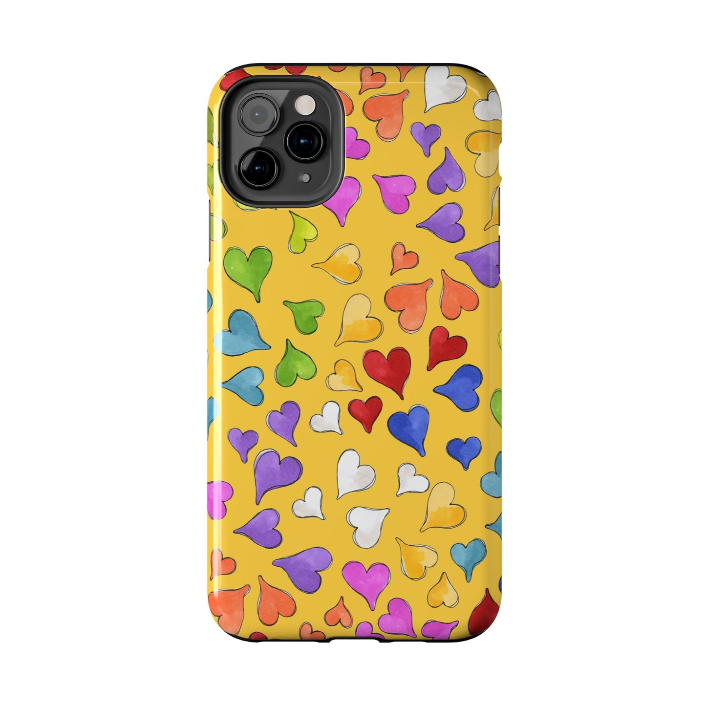 Happy Hearts Yellow Phone Case