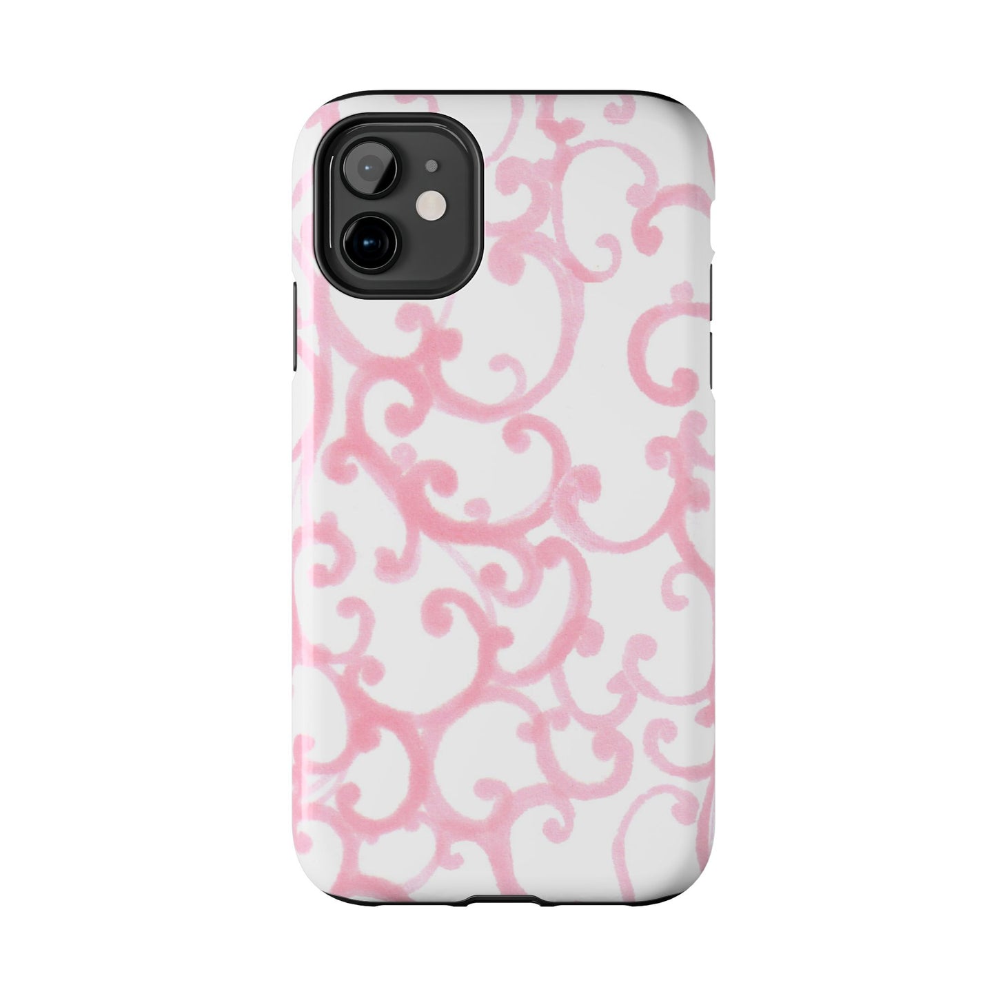 Scrollie White / Pink Phone Case