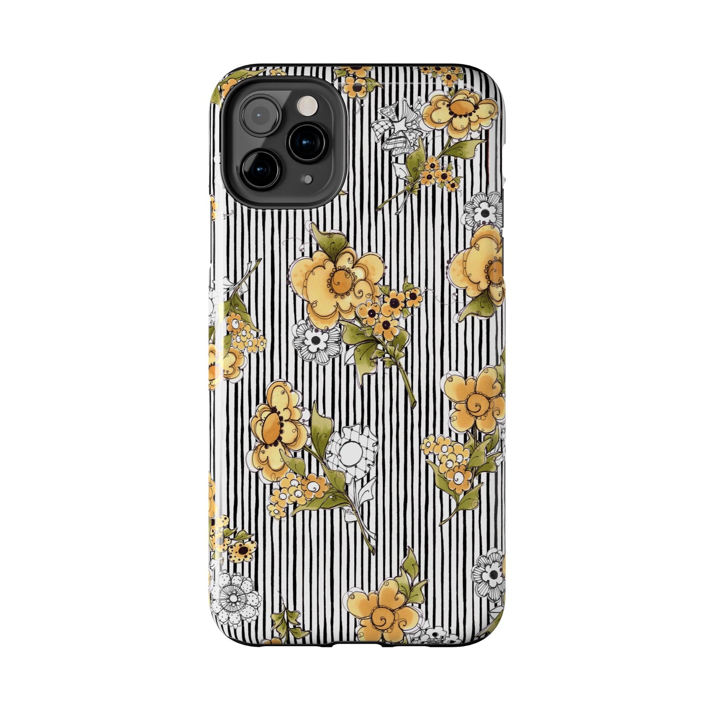 Bee Floral White / Black Phone Case