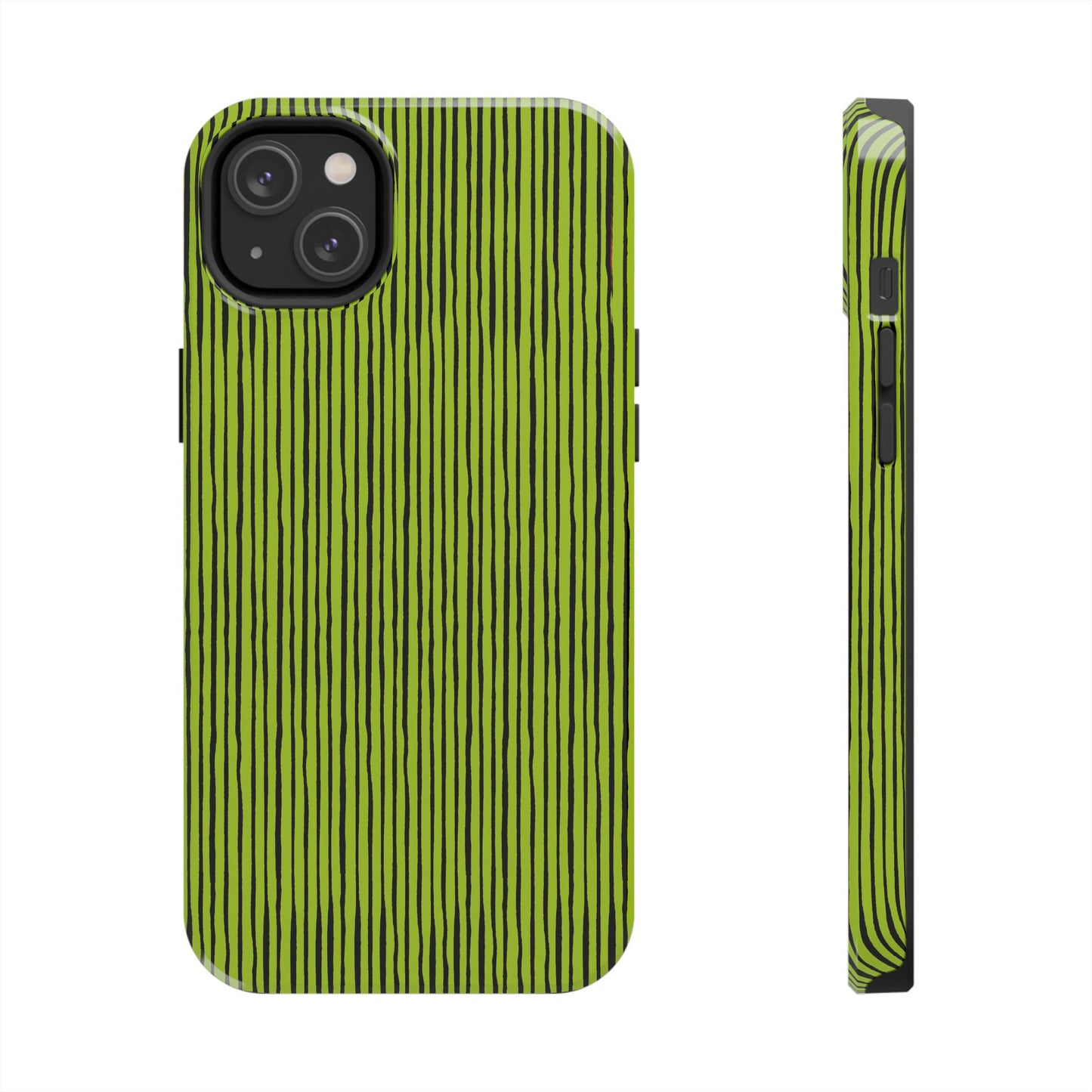 Quirky Pin Stripe Green / Black Phone Case