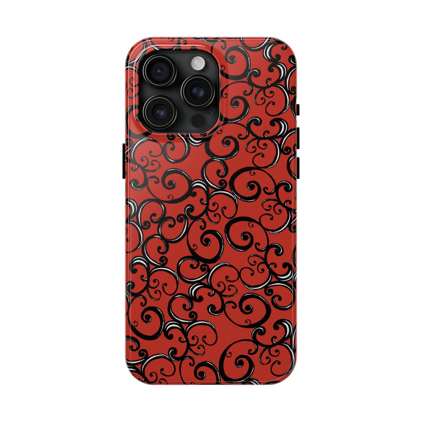 Curls Red / Black Phone Case