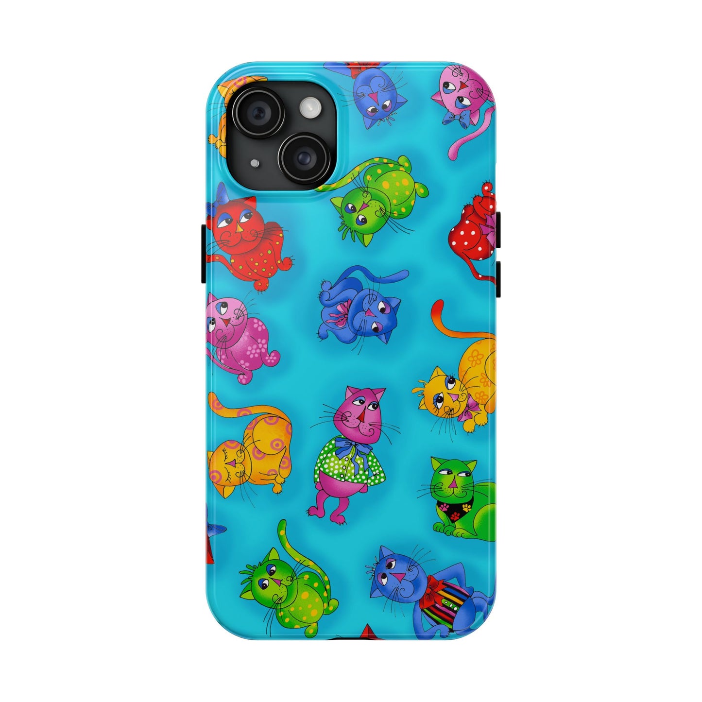 Tossed Cool Cats Turquoise Phone Case