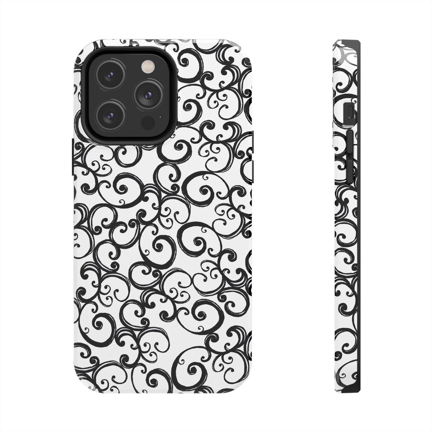 Curls White / Black Phone Case