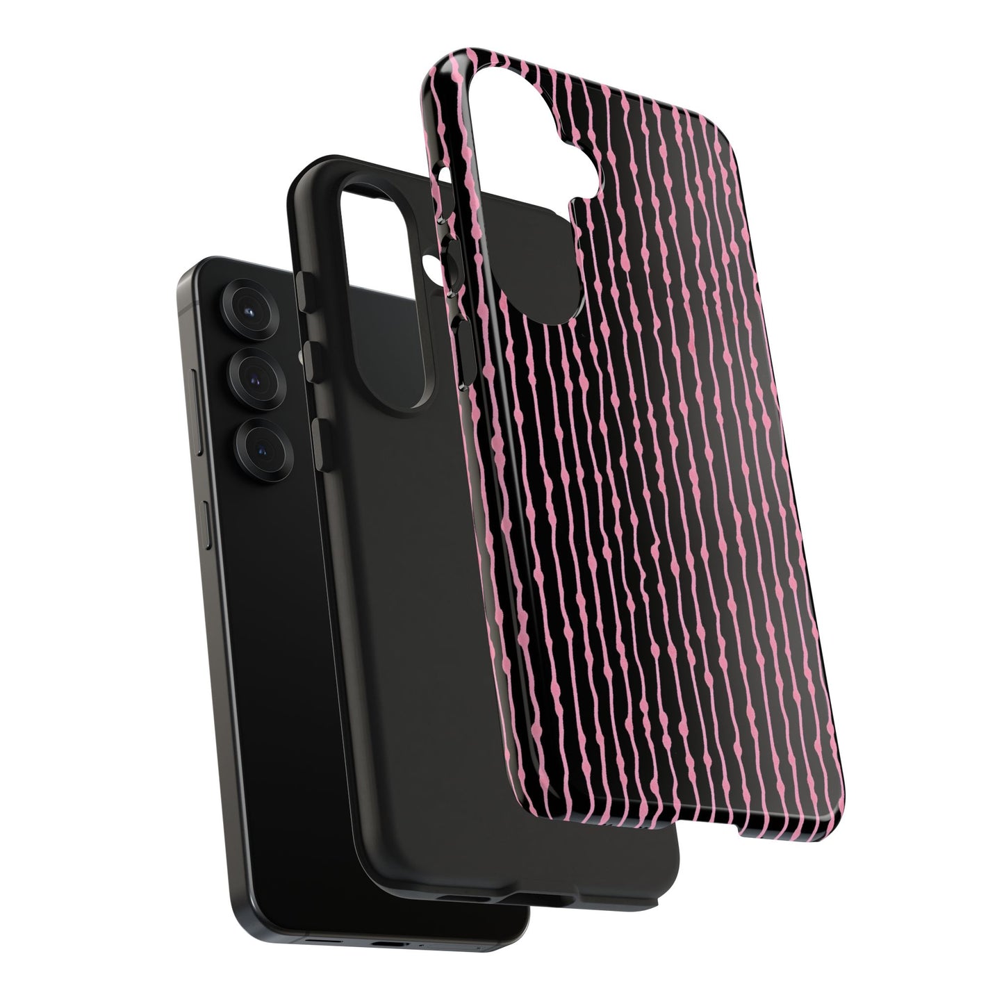 Faux Seersucker Black / Pink Phone Case