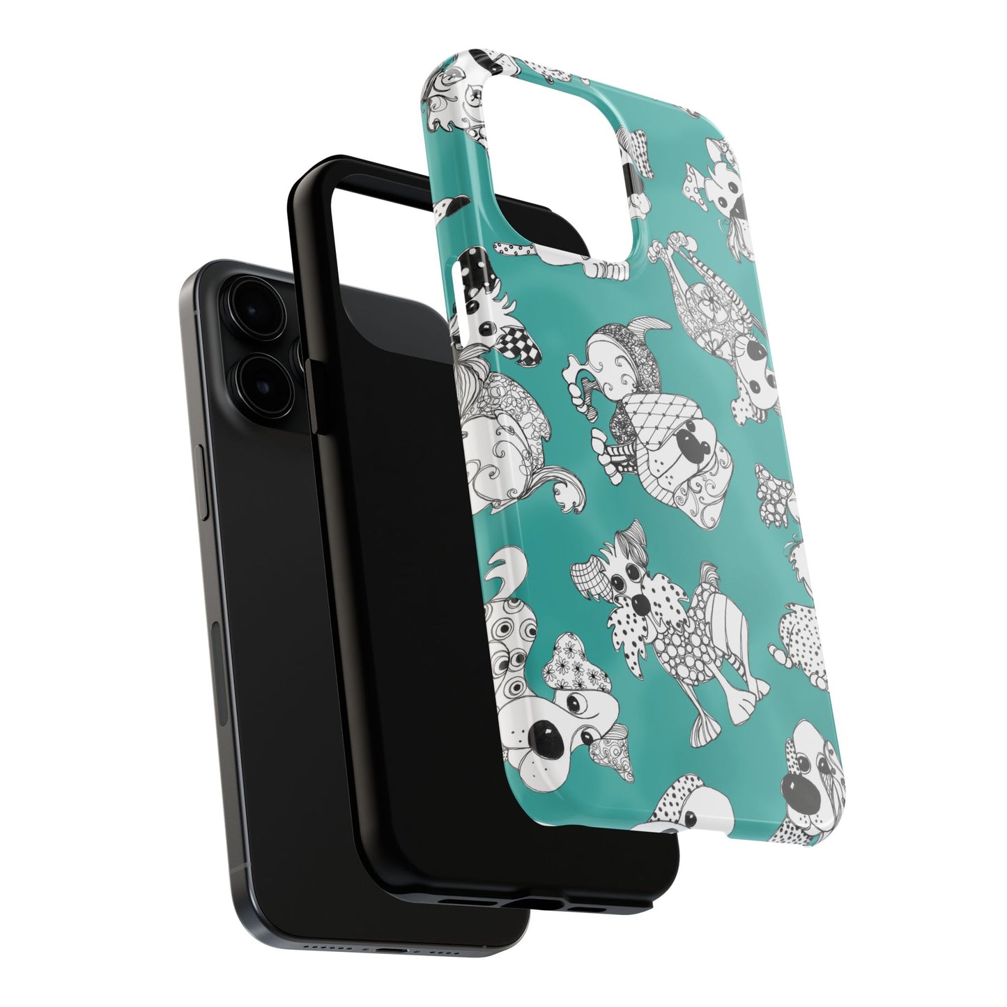 Doodle Dogs Turquoise Phone Case